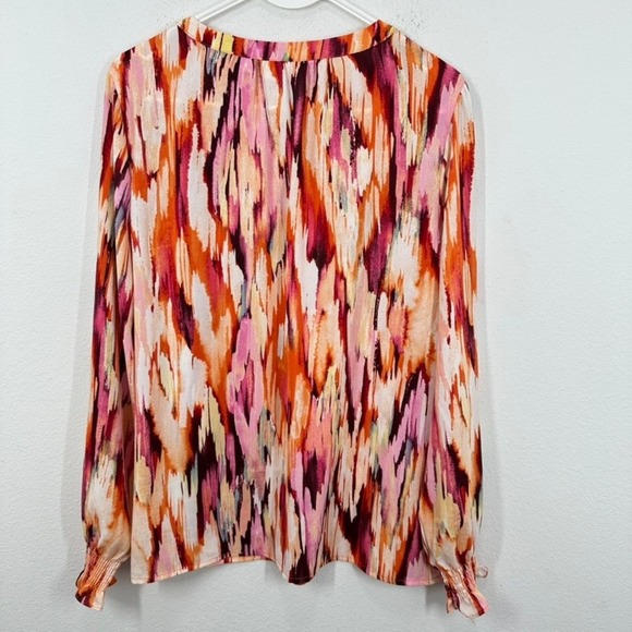 Belle Kim Gravel Blouse Medium Multicolor Abstract Print Long Sleeve Top - Picture 7 of 7